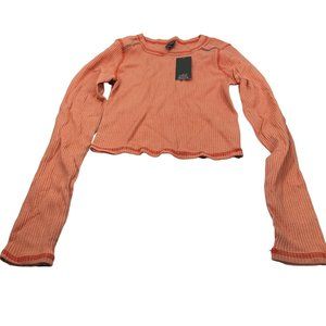 Wild Fable Women's Size XS Long Sleeve Slim Fit Baby Ribbed Tee Shirt Peach New